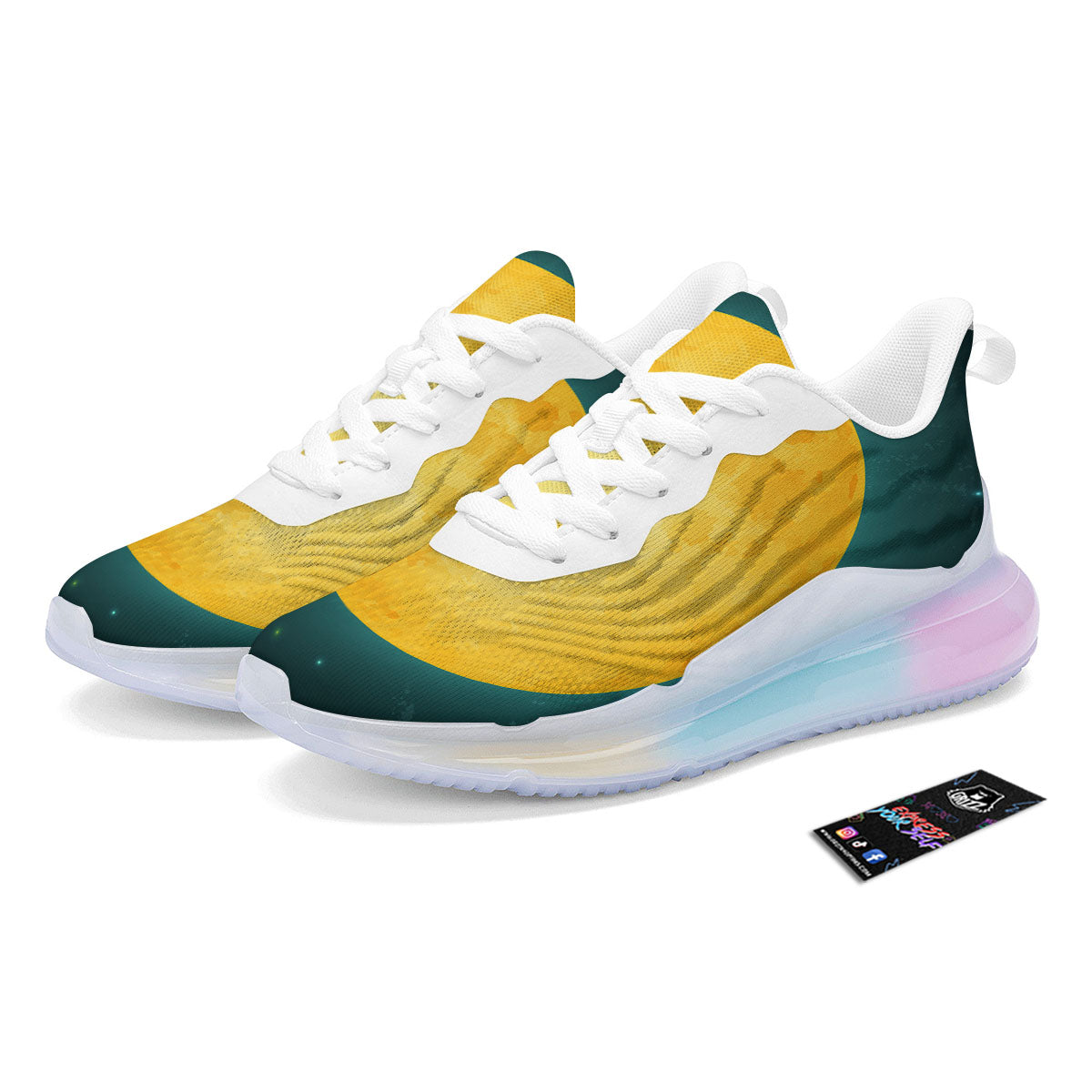 Full Moon Yellow Print Running Sneakers-grizzshop