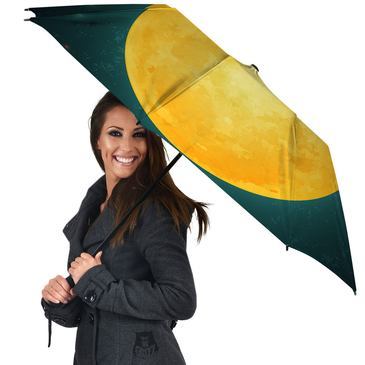 Full Moon Yellow Print Umbrella-grizzshop