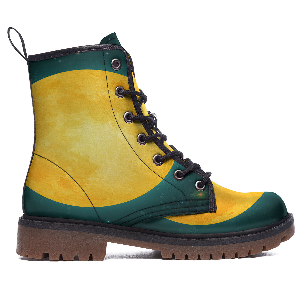 Full Moon Yellow Print Work Boots-grizzshop
