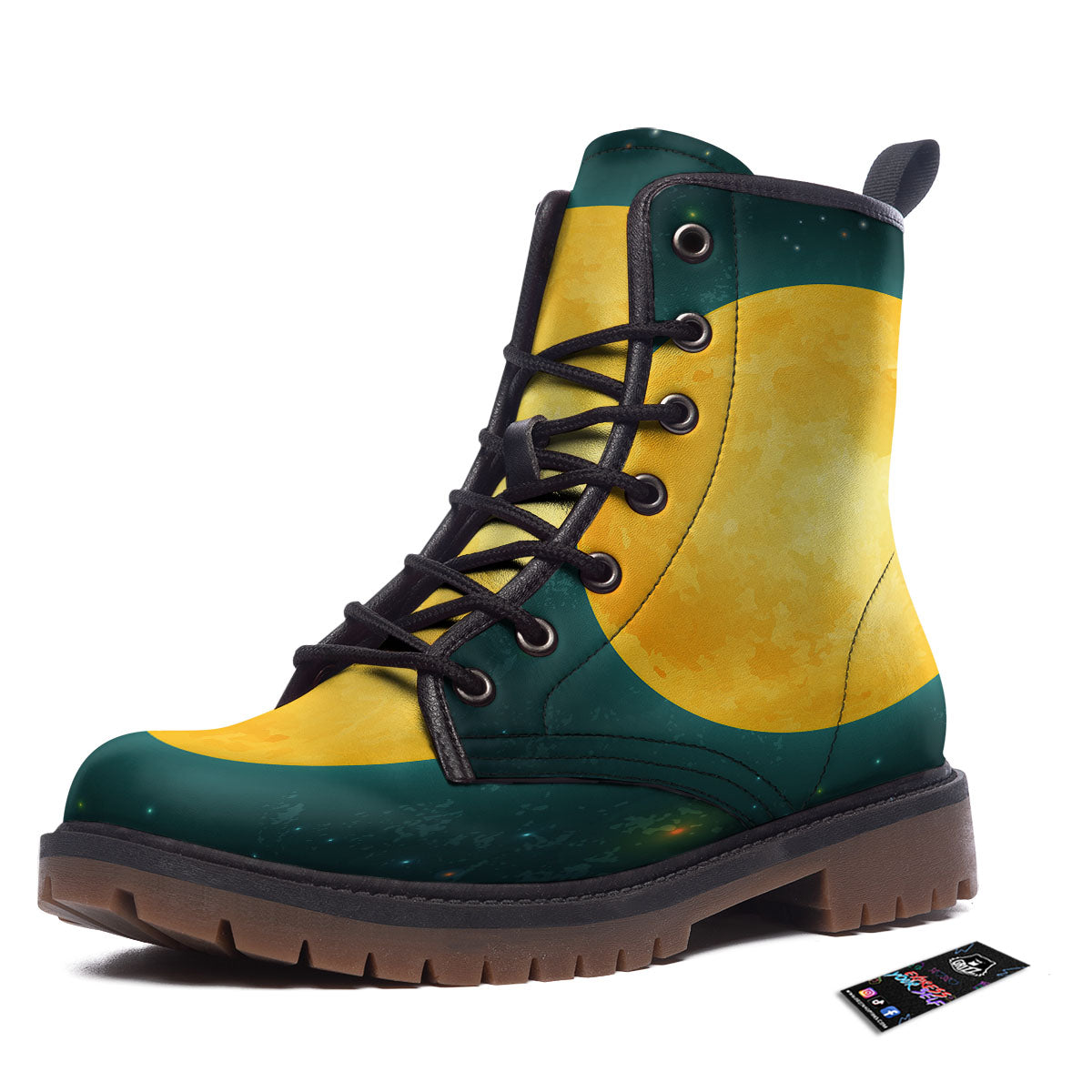 Full Moon Yellow Print Work Boots-grizzshop