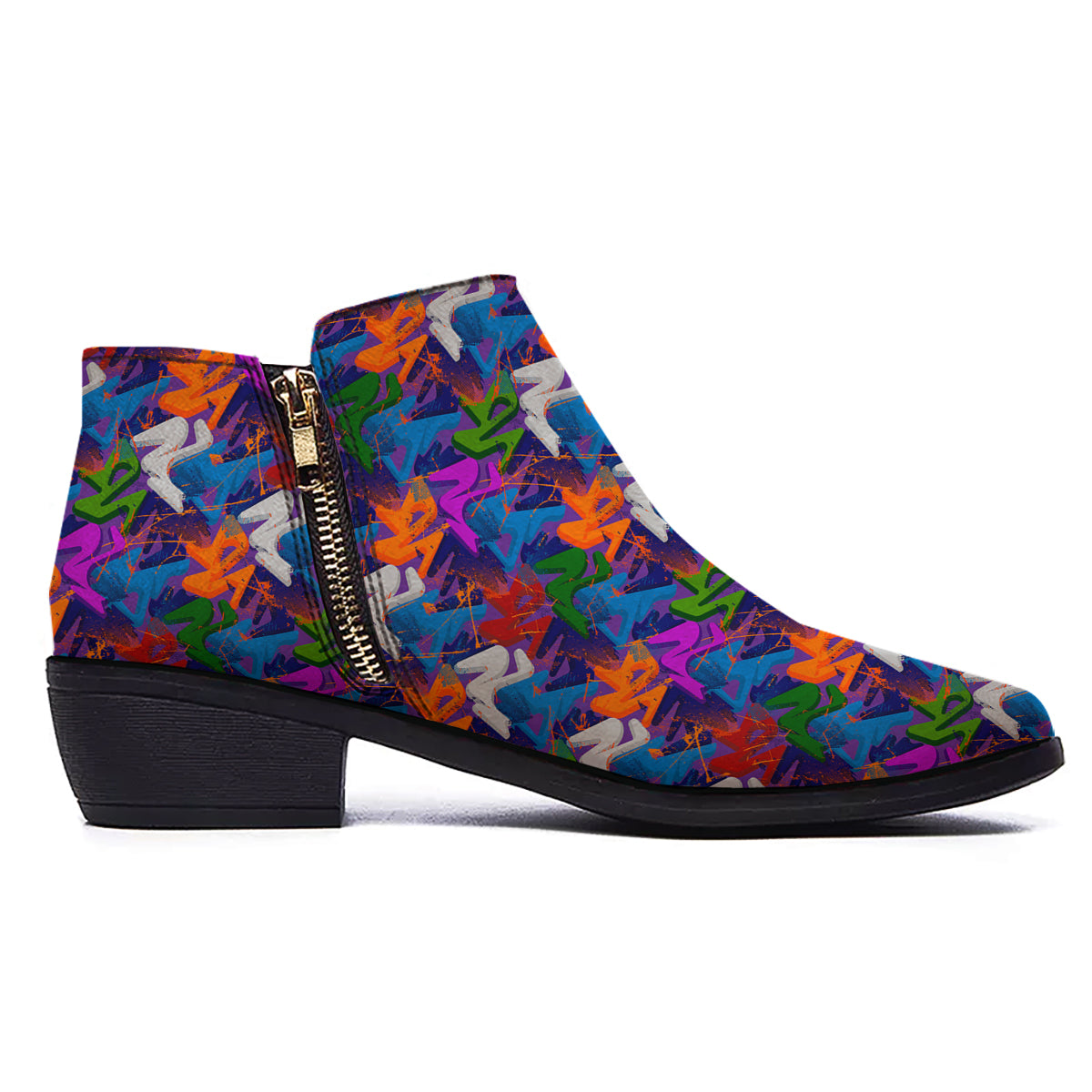 Funky Abstract Print Pattern Ankle Boots-grizzshop
