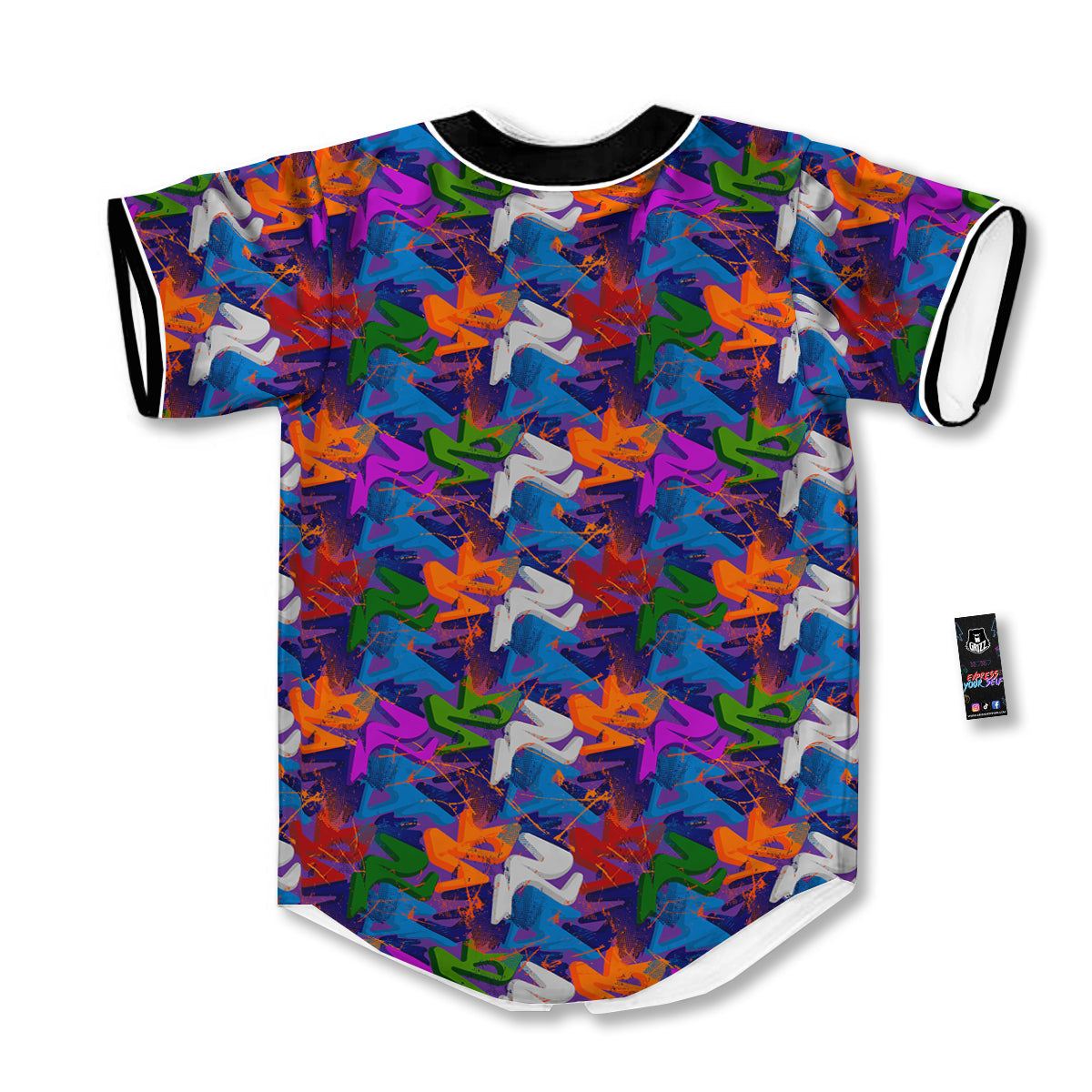 Funky Abstract Print Pattern Baseball Jersey-grizzshop