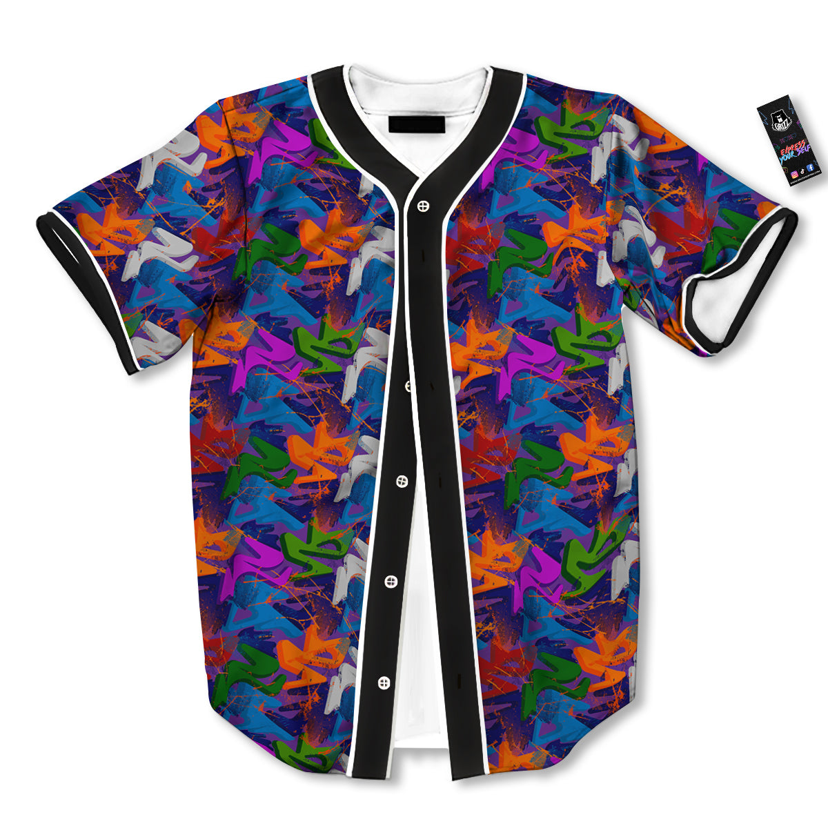 Funky Abstract Print Pattern Baseball Jersey-grizzshop