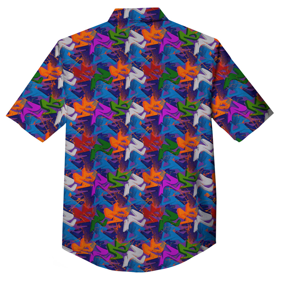 Funky Abstract Print Pattern Button Up Shirt-grizzshop