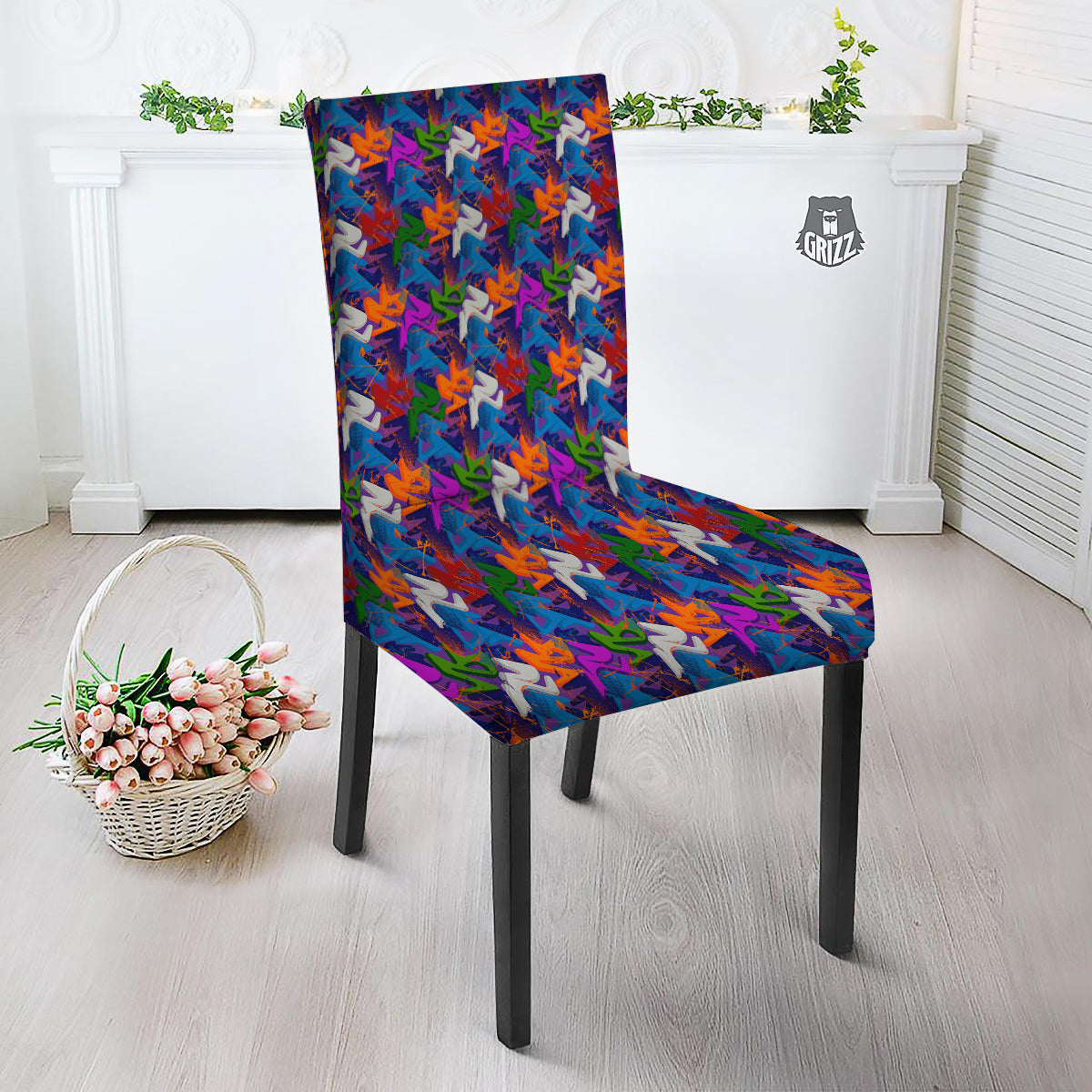 Funky Abstract Print Pattern Dining Chair Slipcover-grizzshop