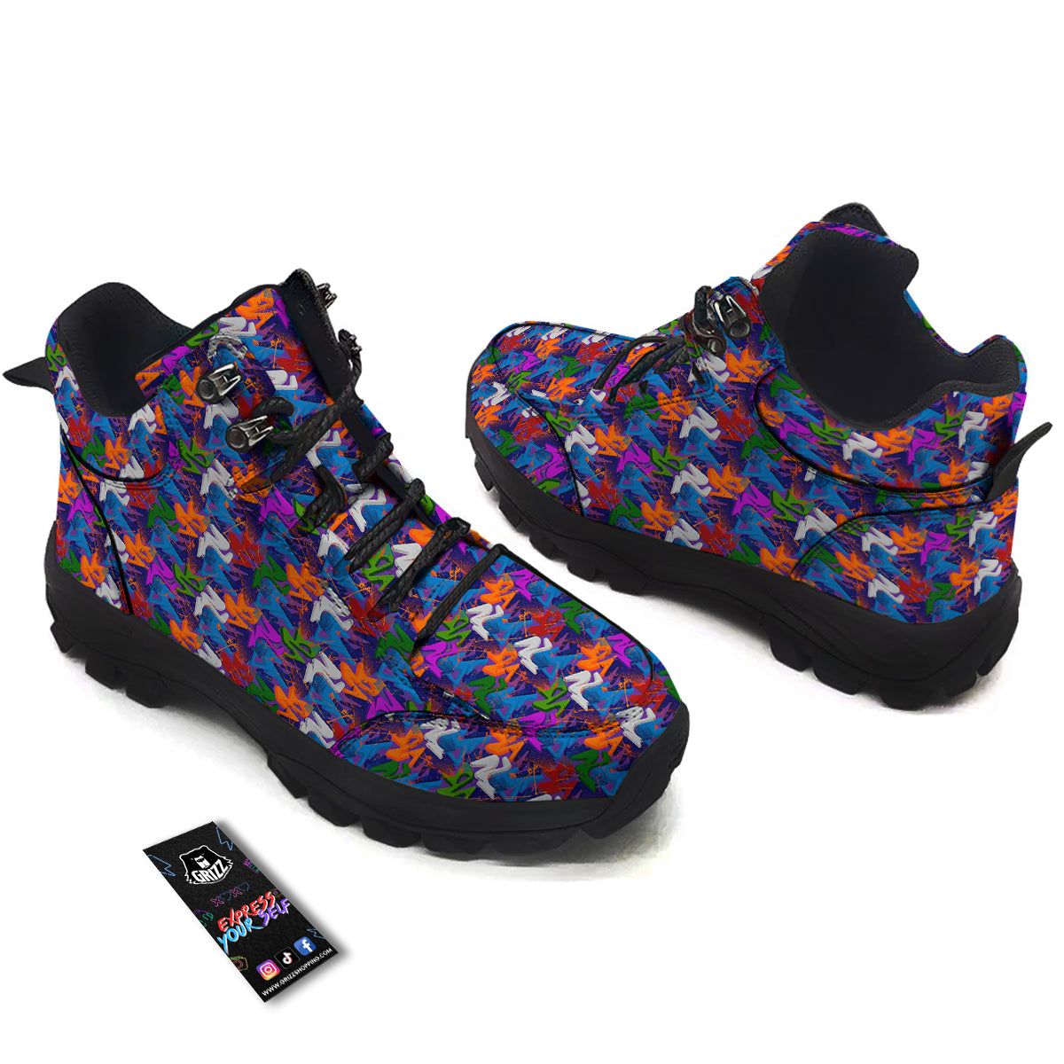 Funky Abstract Print Pattern Hiking Shoes-grizzshop