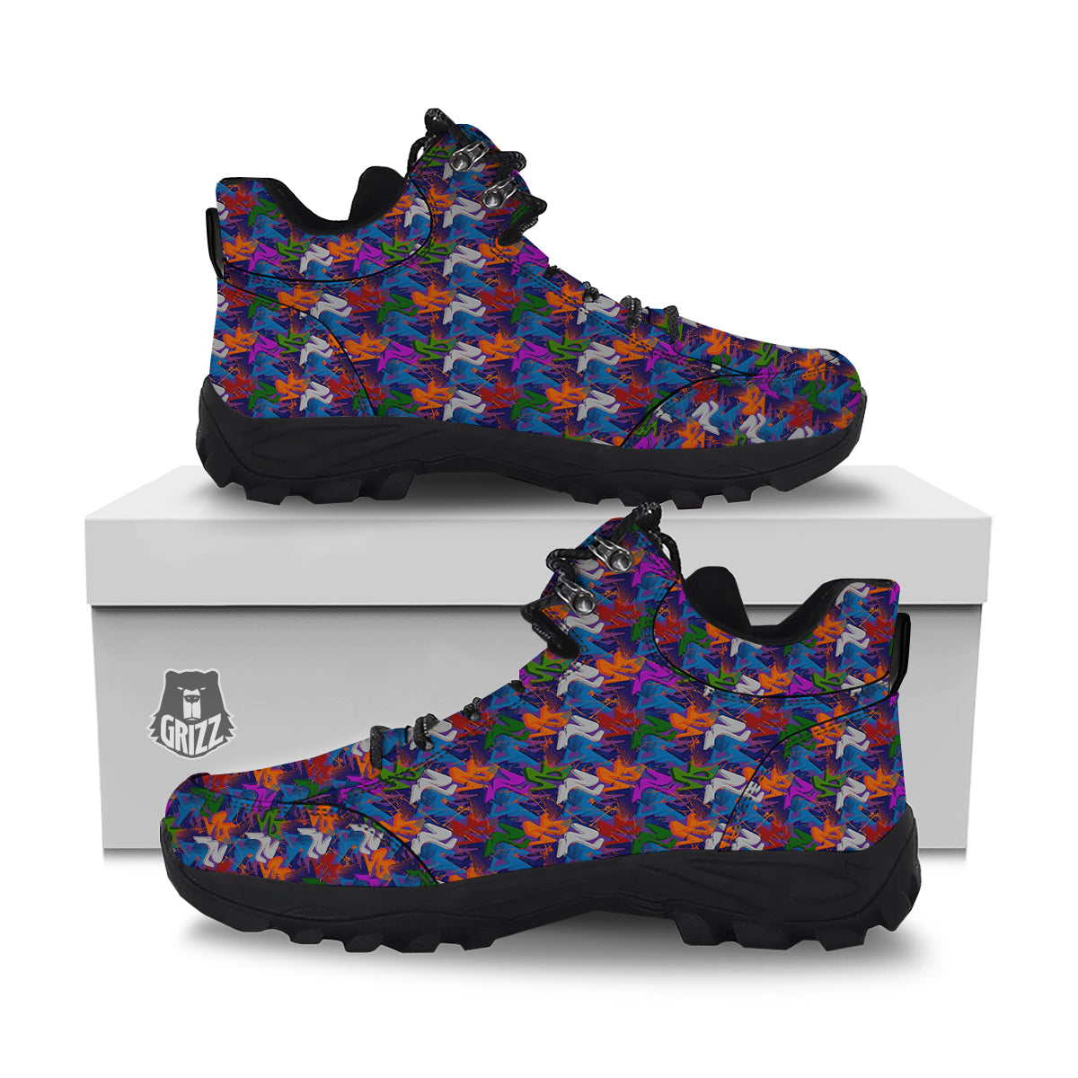 Funky Abstract Print Pattern Hiking Shoes-grizzshop