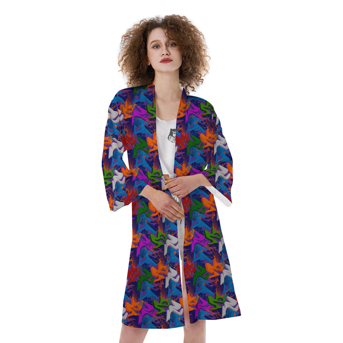 Funky Abstract Print Pattern Kimono-grizzshop
