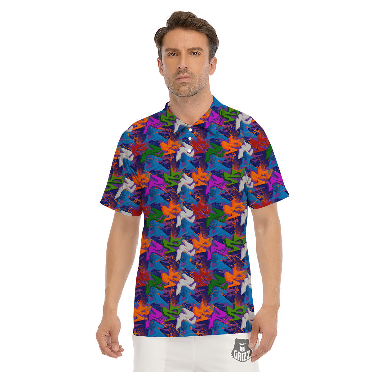 Funky Abstract Print Pattern Men's Golf Shirts-grizzshop