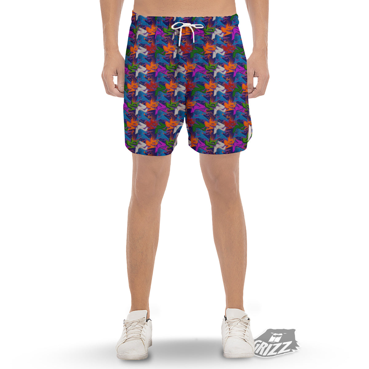 Funky Abstract Print Pattern Men's Gym Shorts-grizzshop