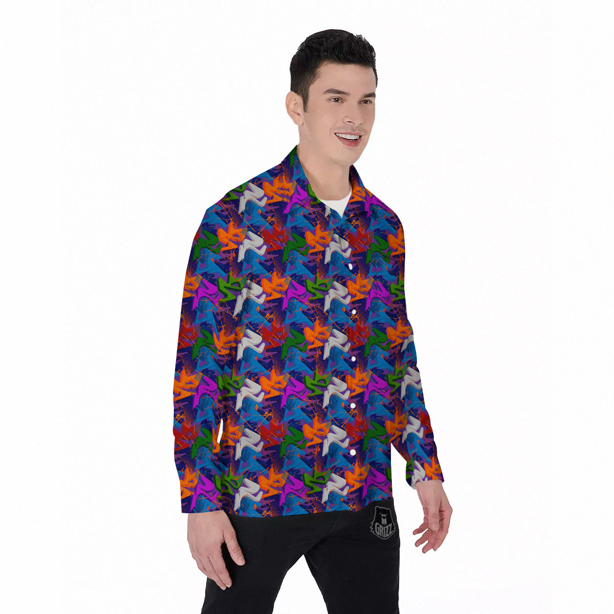Funky Abstract Print Pattern Men's Long Sleeve Shirts-grizzshop