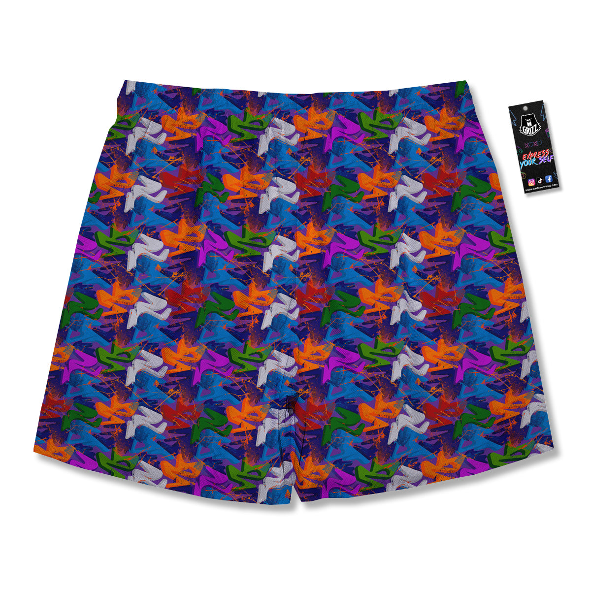 Funky Abstract Print Pattern Men's Running Shorts-grizzshop