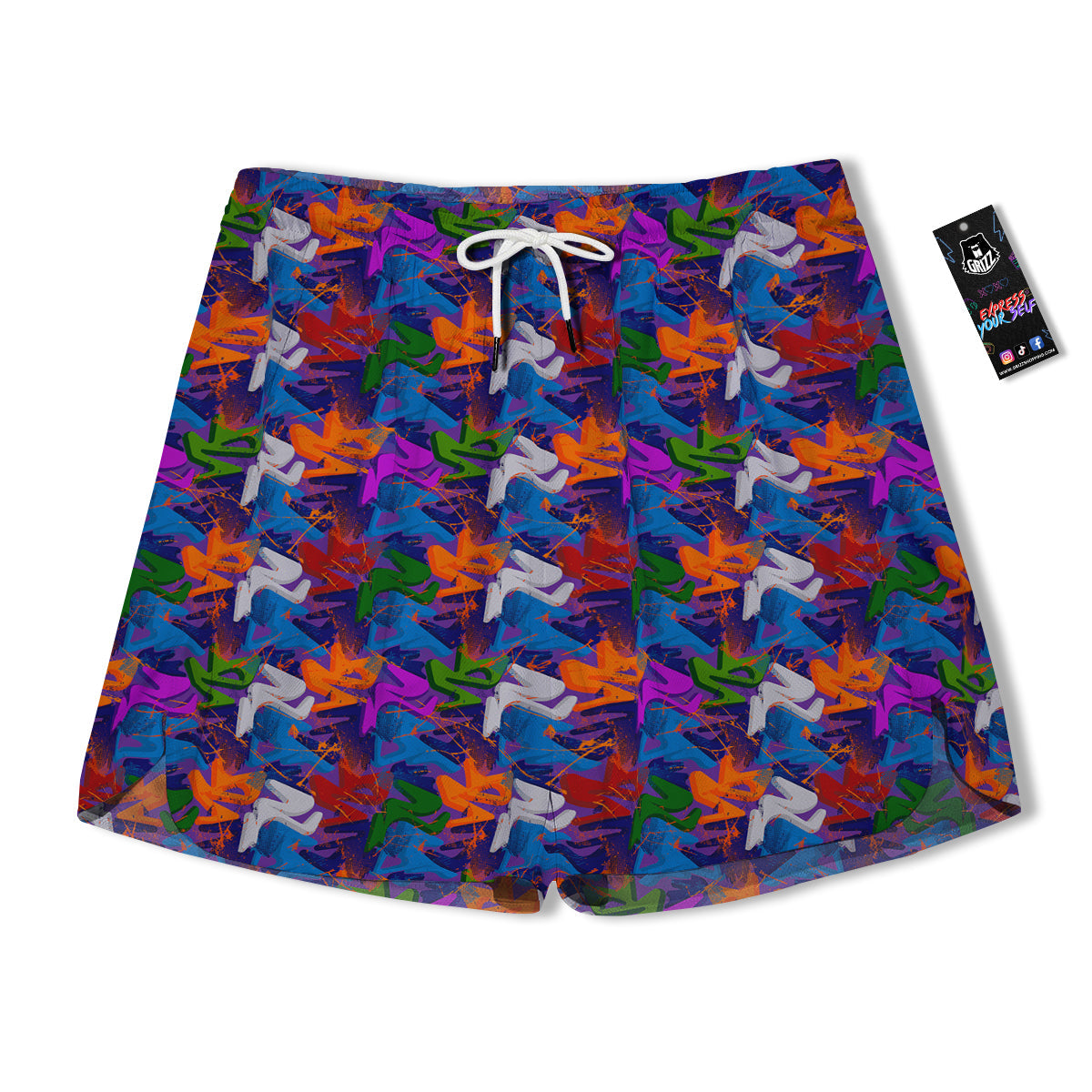 Funky Abstract Print Pattern Men's Running Shorts-grizzshop