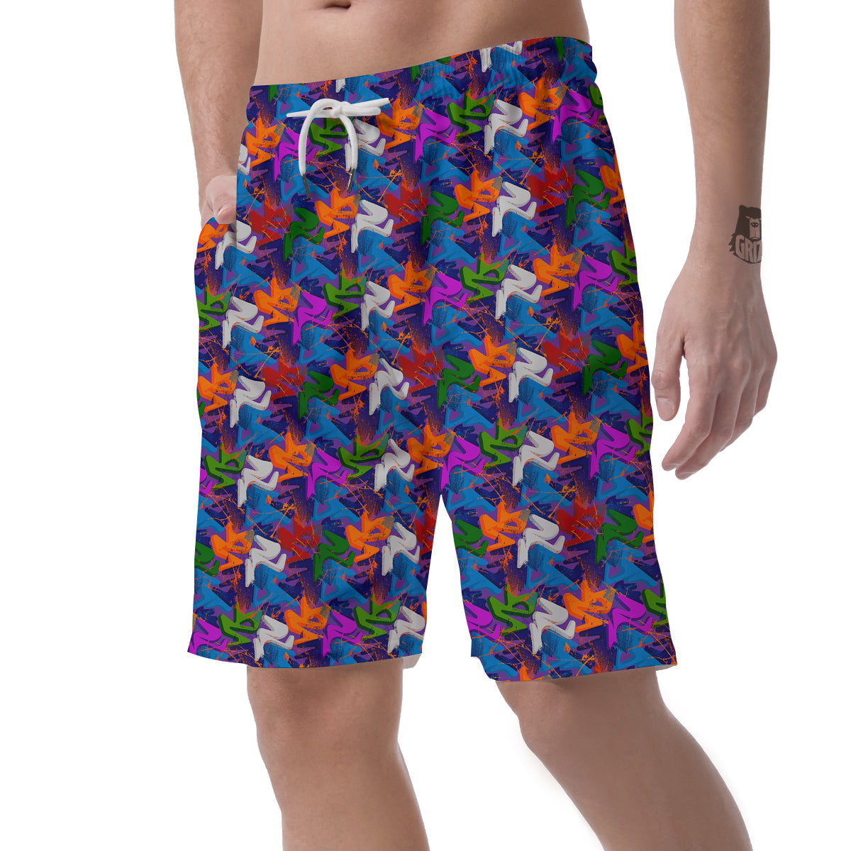 Funky Abstract Print Pattern Men's Shorts-grizzshop