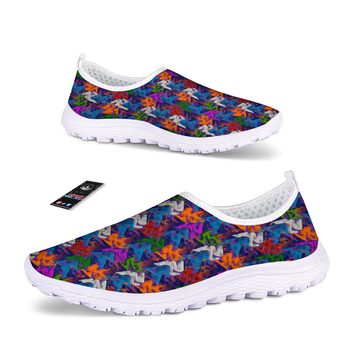 Funky Abstract Print Pattern Nurse Shoes-grizzshop