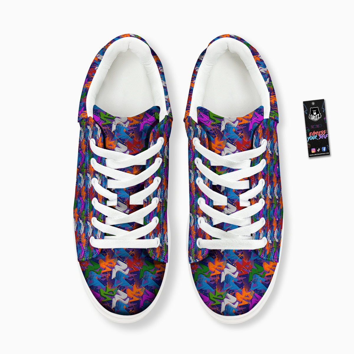 Funky Abstract Print Pattern Platform Shoes-grizzshop
