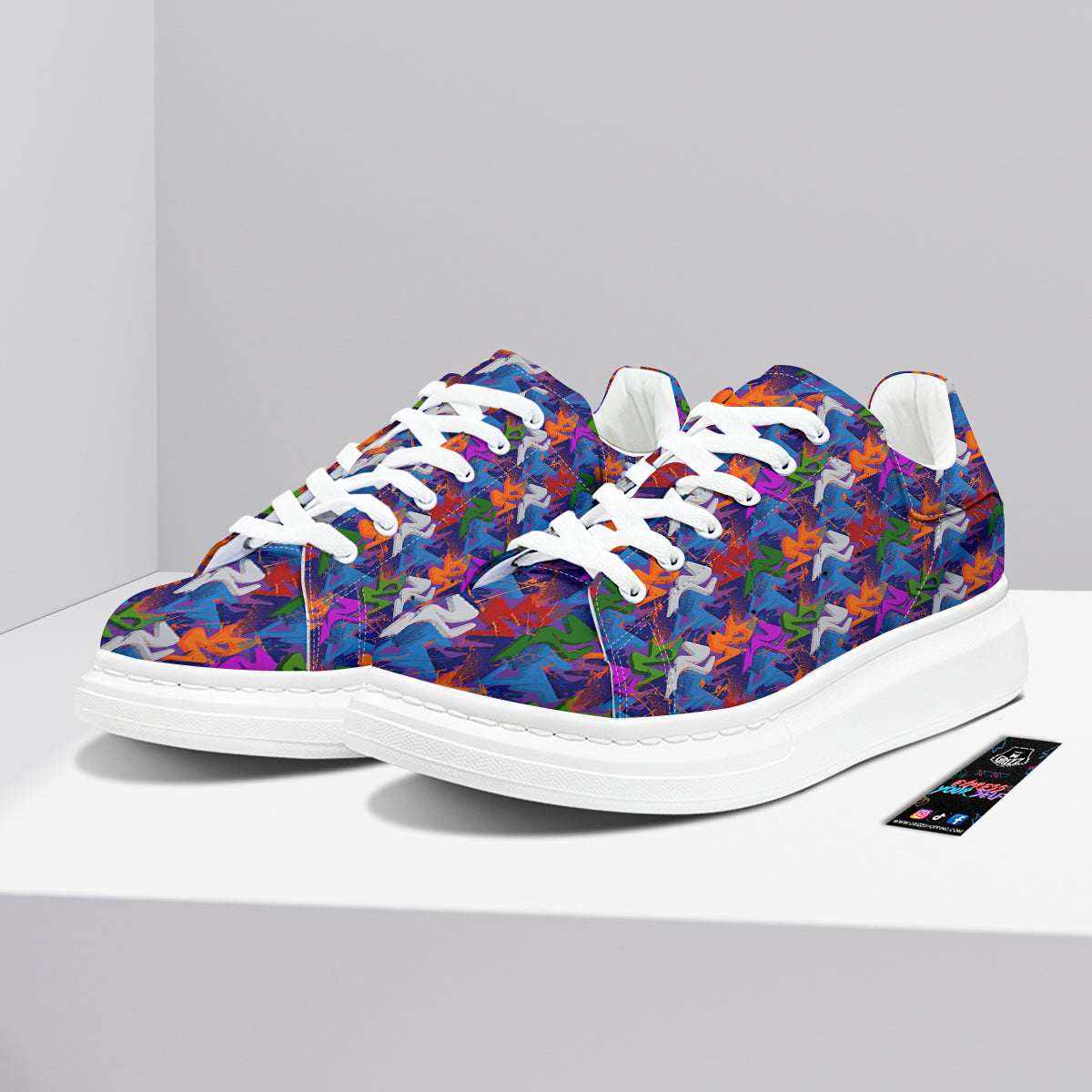 Funky Abstract Print Pattern Platform Shoes-grizzshop