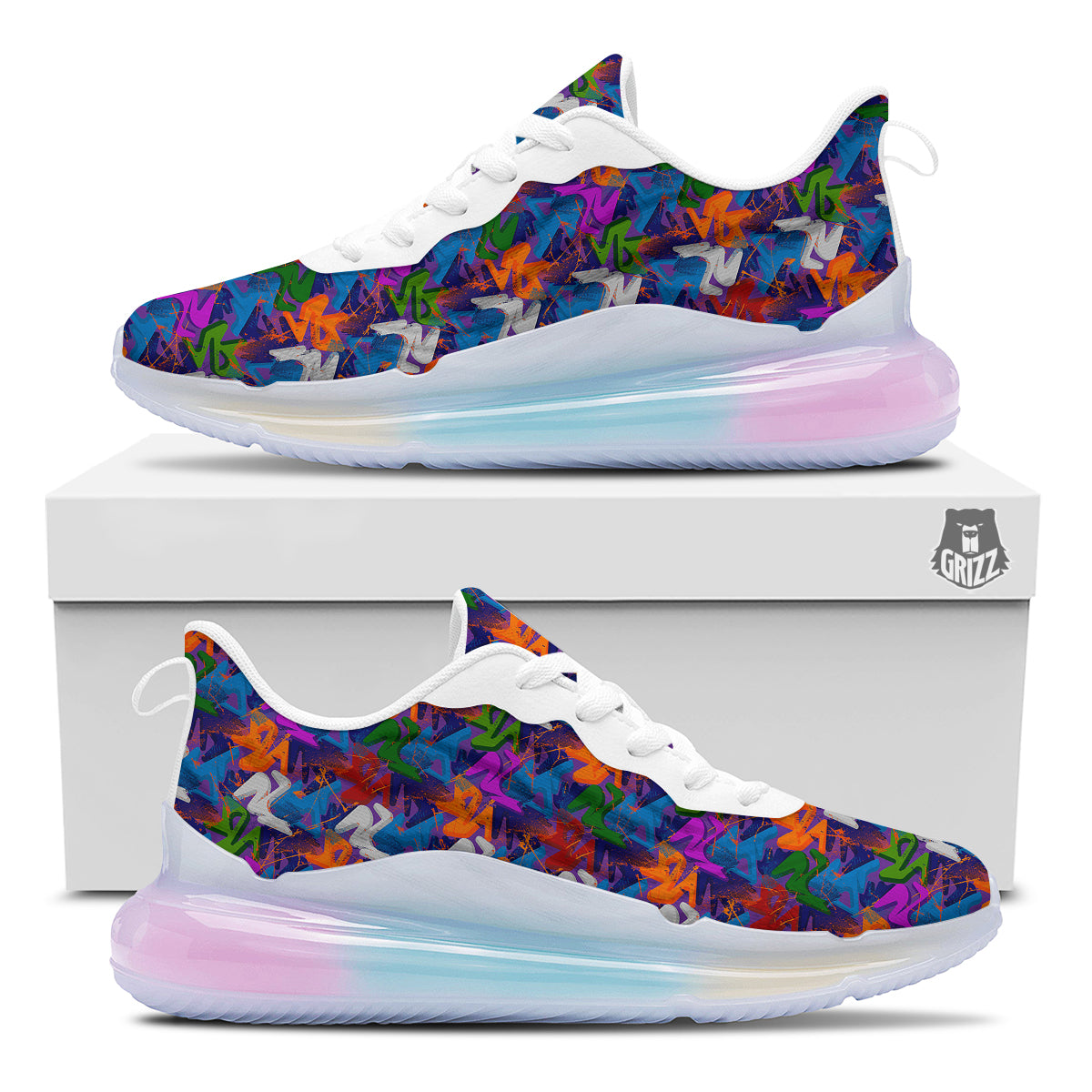Funky Abstract Print Pattern Running Sneakers-grizzshop