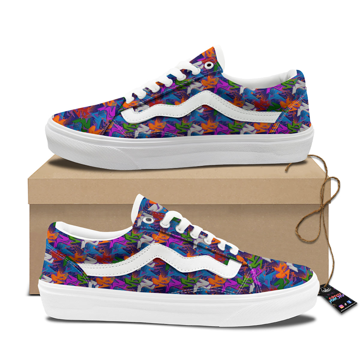 Funky Abstract Print Pattern Skate Shoes-grizzshop