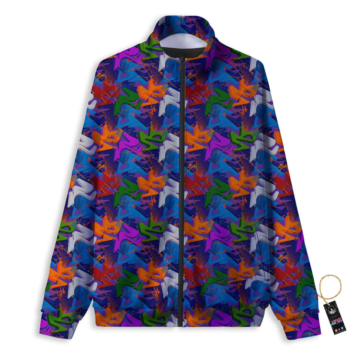 Funky Abstract Print Pattern Track Jacket-grizzshop