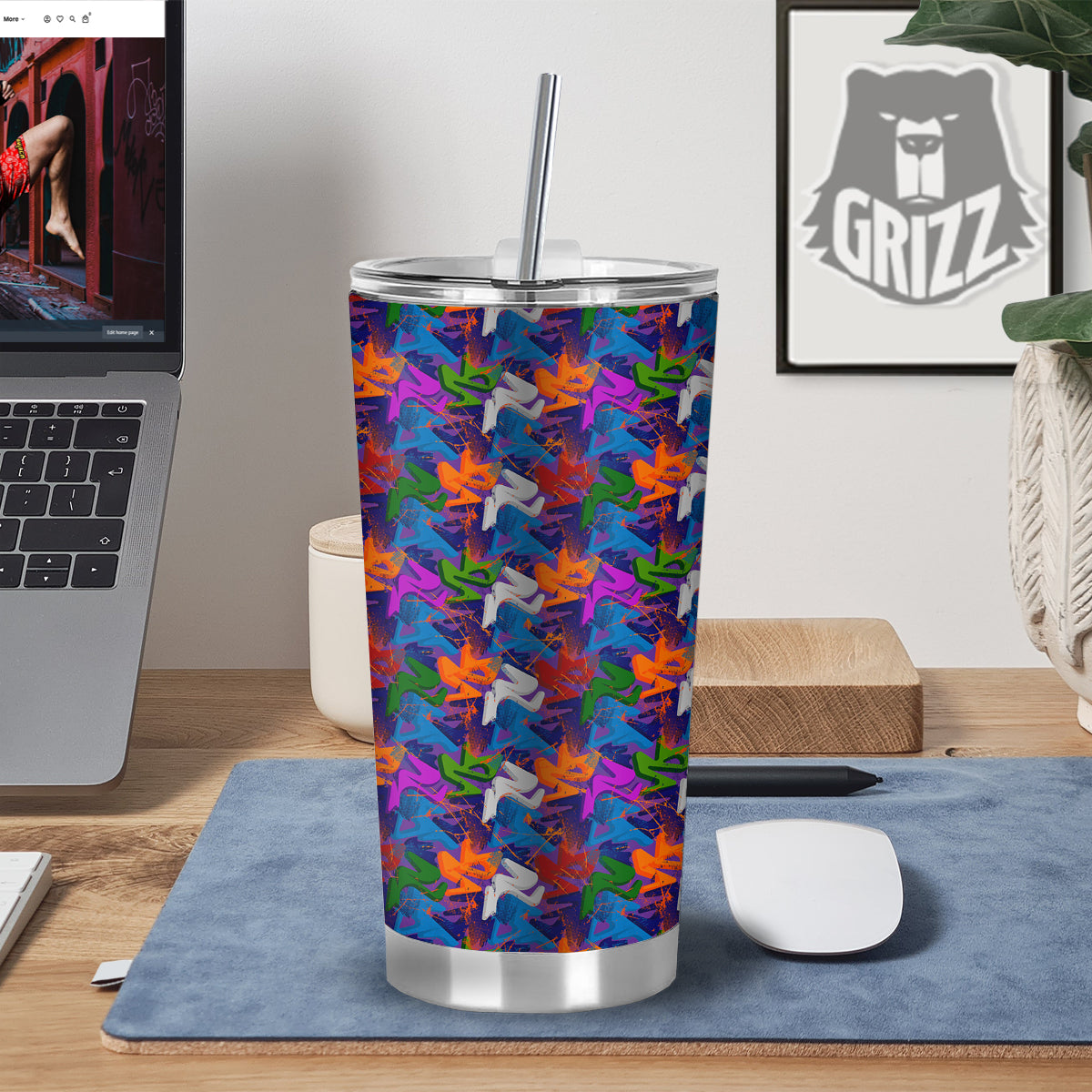 Funky Abstract Print Pattern Tumbler-grizzshop
