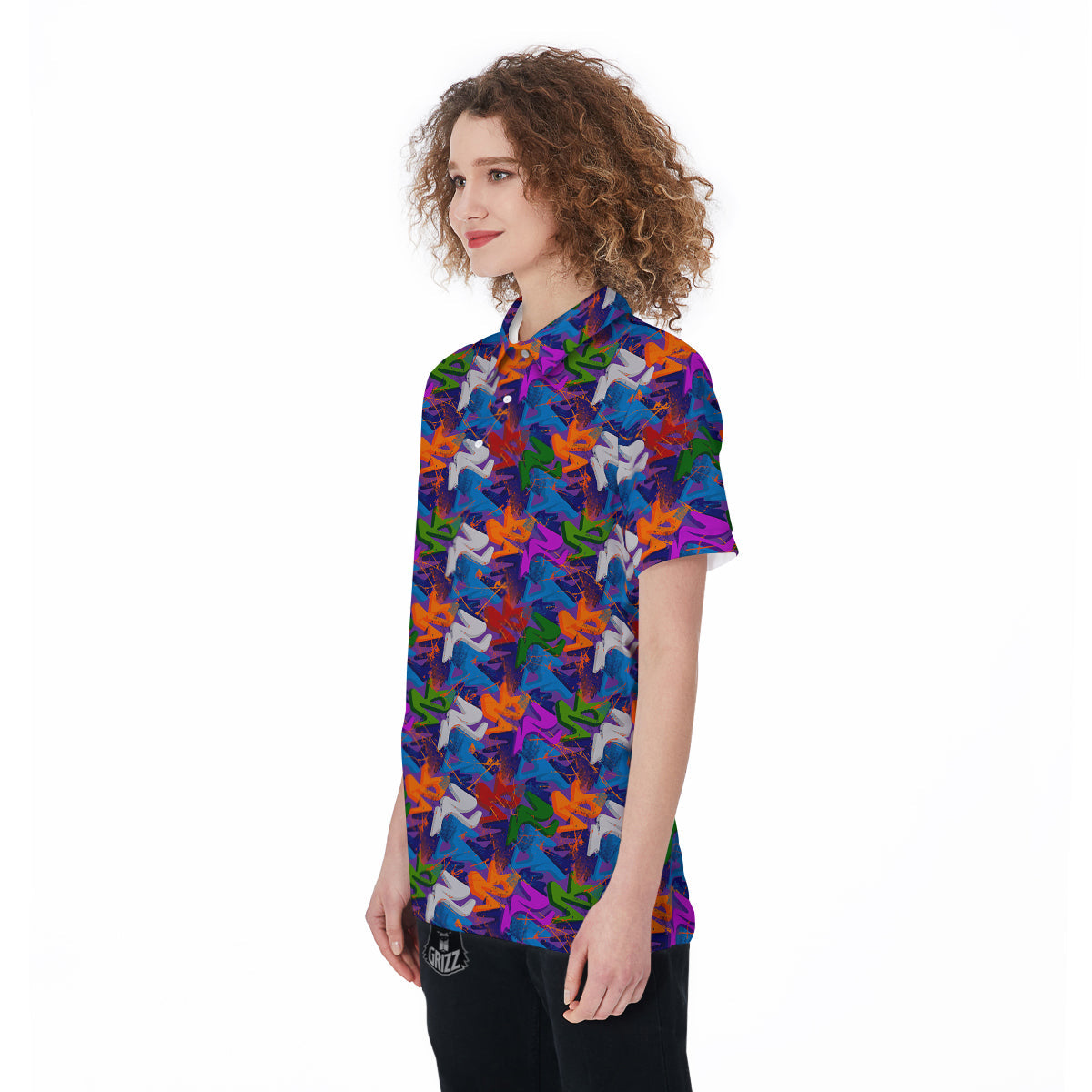 Funky Abstract Print Pattern Women's Golf Shirts-grizzshop