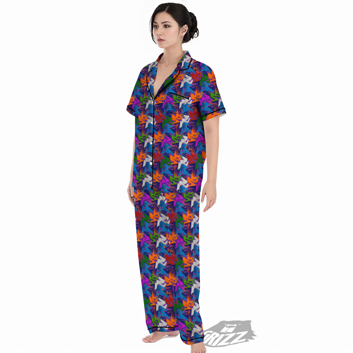 Funky Abstract Print Pattern Women's Pajamas Set-grizzshop