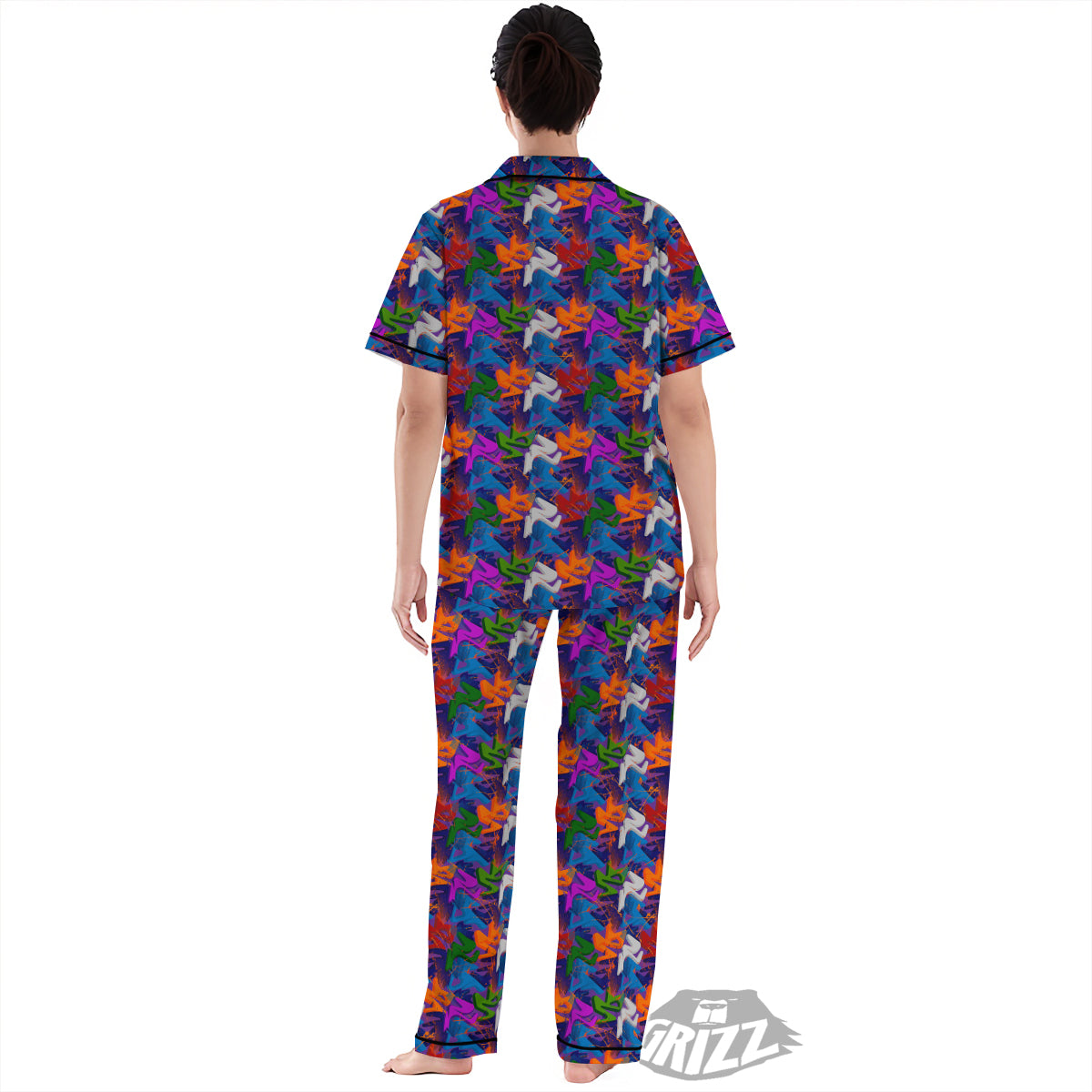 Funky Abstract Print Pattern Women's Pajamas Set-grizzshop