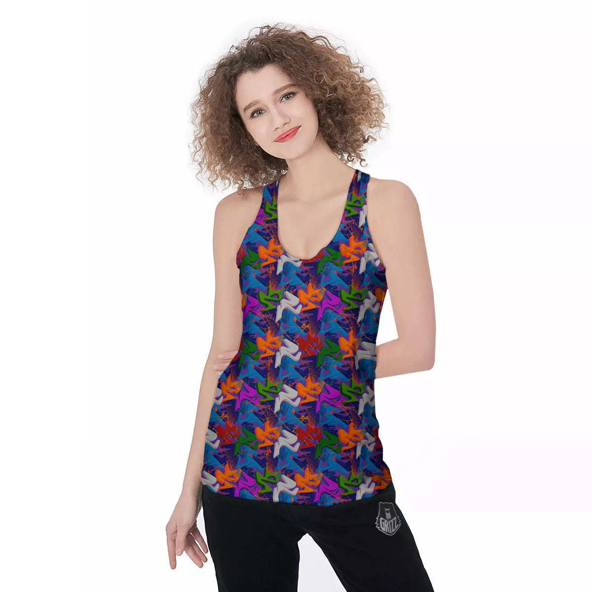 Funky Abstract Print Pattern Women's Racerback Tank Top-grizzshop