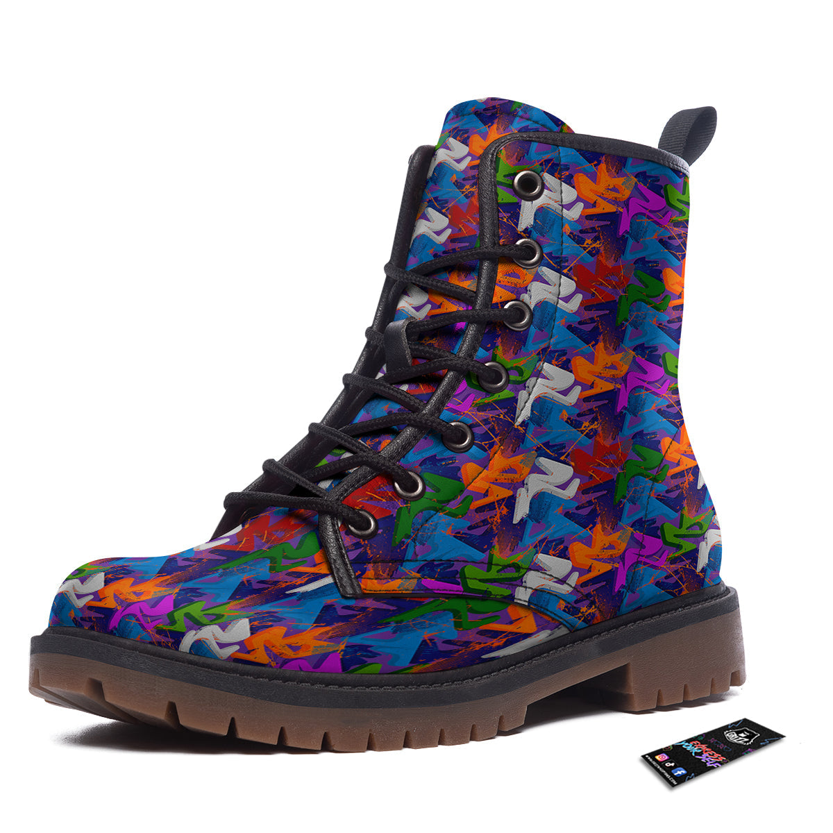 Funky Abstract Print Pattern Work Boots-grizzshop