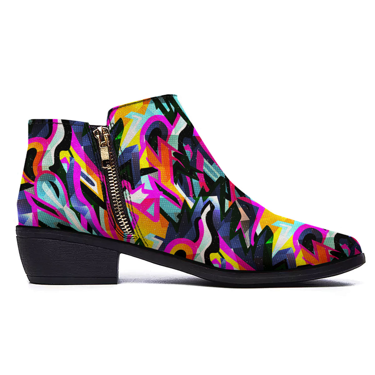 Funky Psychedelic Print Pattern Ankle Boots-grizzshop
