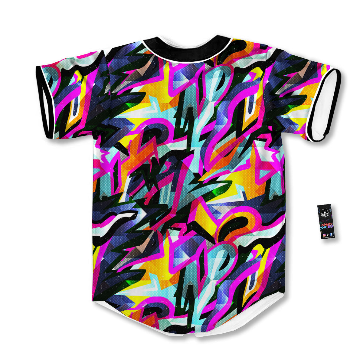 Funky Psychedelic Print Pattern Baseball Jersey-grizzshop
