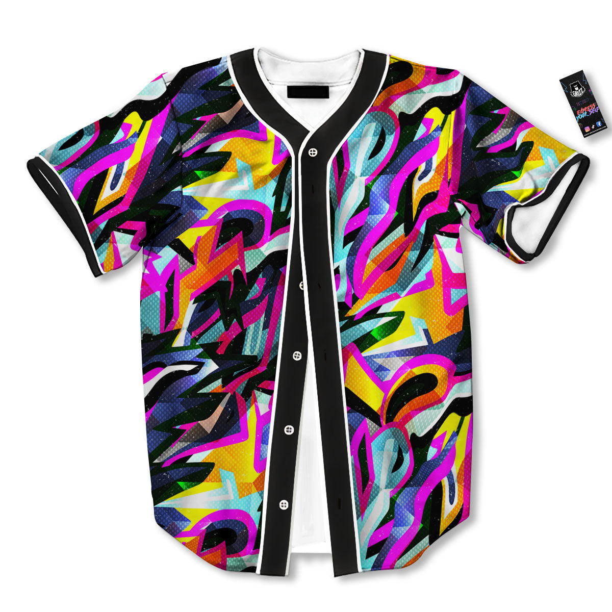 Funky Psychedelic Print Pattern Baseball Jersey-grizzshop