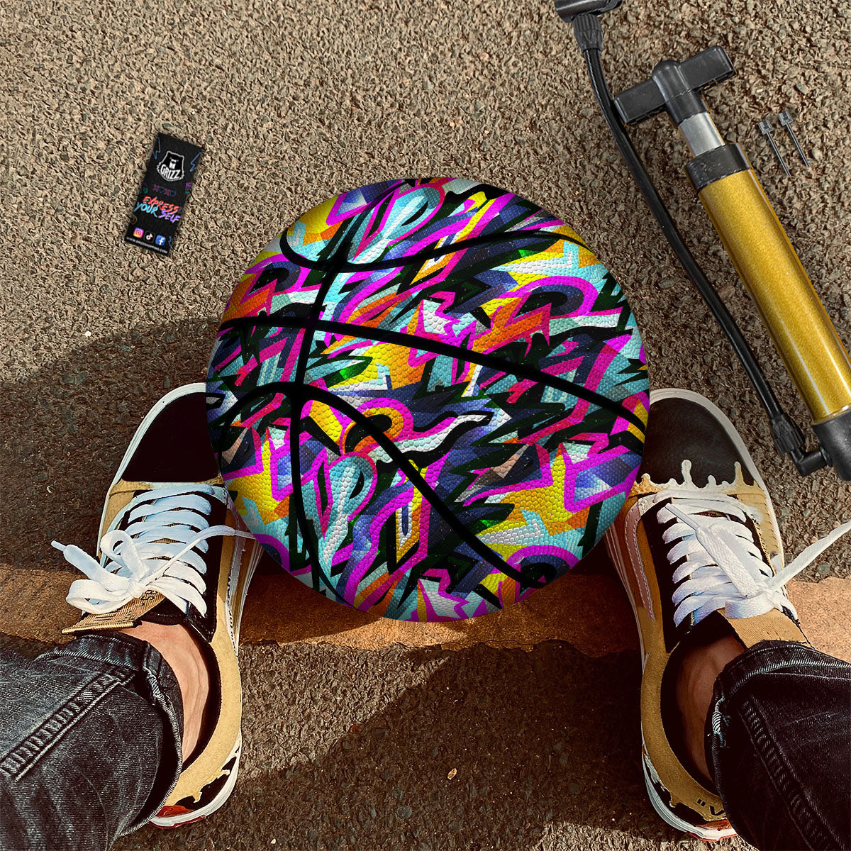 Funky Psychedelic Print Pattern Basketball-grizzshop