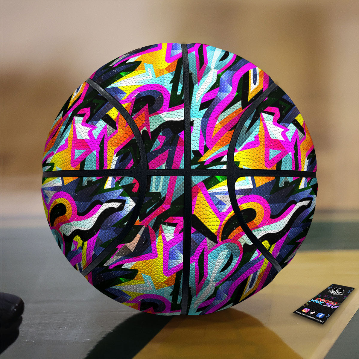 Funky Psychedelic Print Pattern Basketball-grizzshop