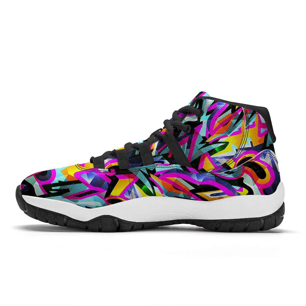 Funky Psychedelic Print Pattern Black Bball Shoes-grizzshop