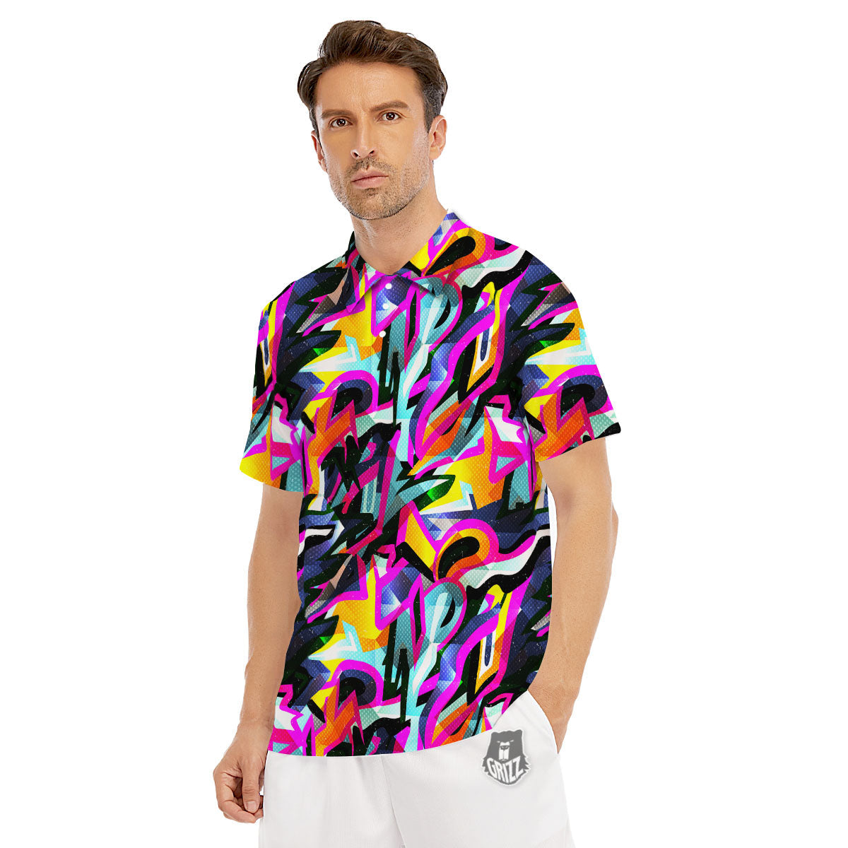 Funky Psychedelic Print Pattern Men's Golf Shirts-grizzshop