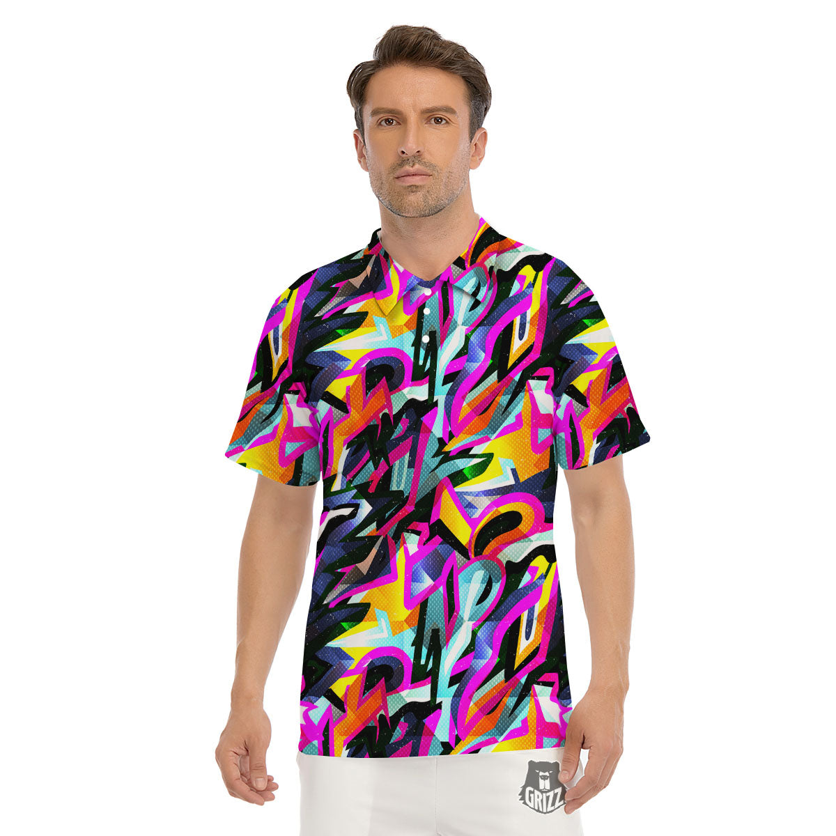 Funky Psychedelic Print Pattern Men's Golf Shirts-grizzshop
