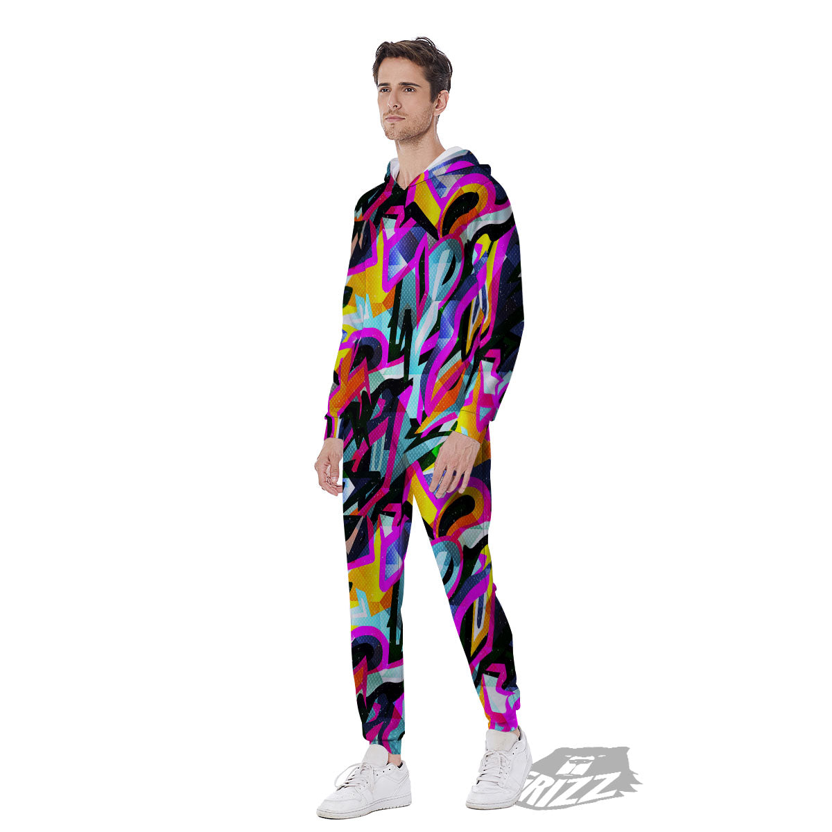 Funky Psychedelic Print Pattern Men's Jumpsuit-grizzshop