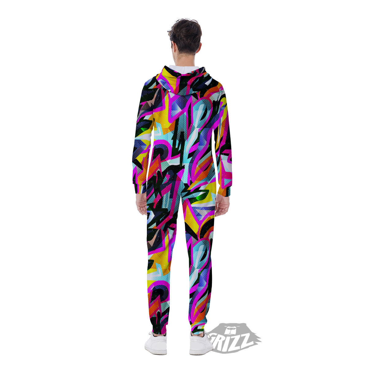 Funky Psychedelic Print Pattern Men's Jumpsuit-grizzshop