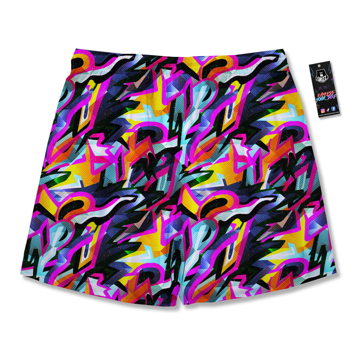 Funky Psychedelic Print Pattern Men's Running Shorts-grizzshop