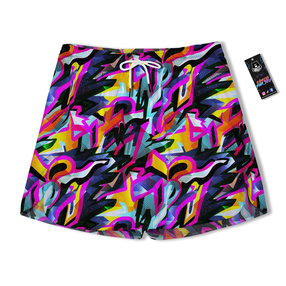 Funky Psychedelic Print Pattern Men's Running Shorts-grizzshop