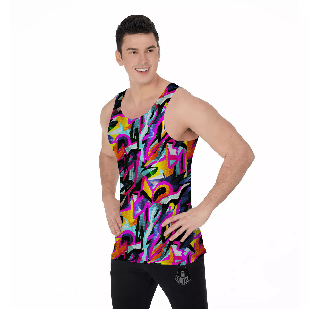 Funky Psychedelic Print Pattern Men's Tank Top-grizzshop