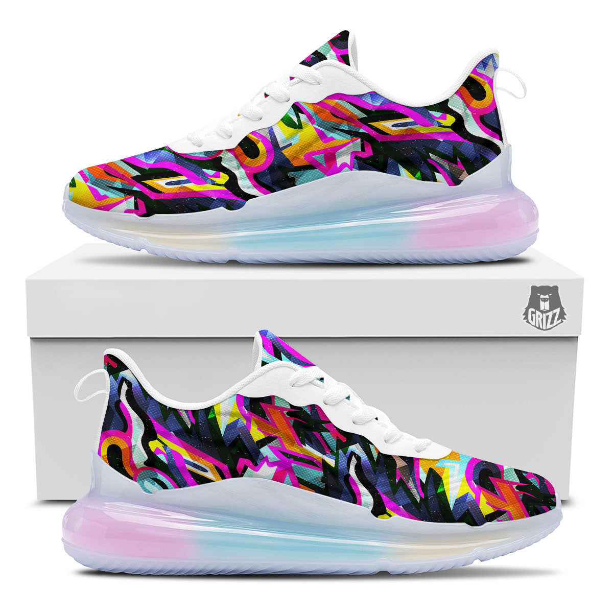 Funky Psychedelic Print Pattern Running Sneakers-grizzshop