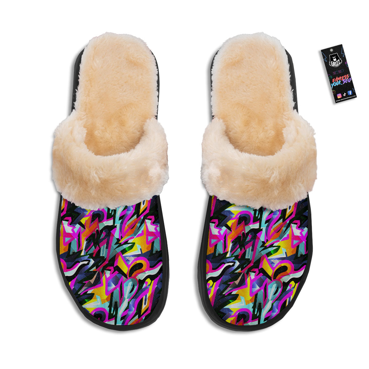 Funky Psychedelic Print Pattern Slippers-grizzshop
