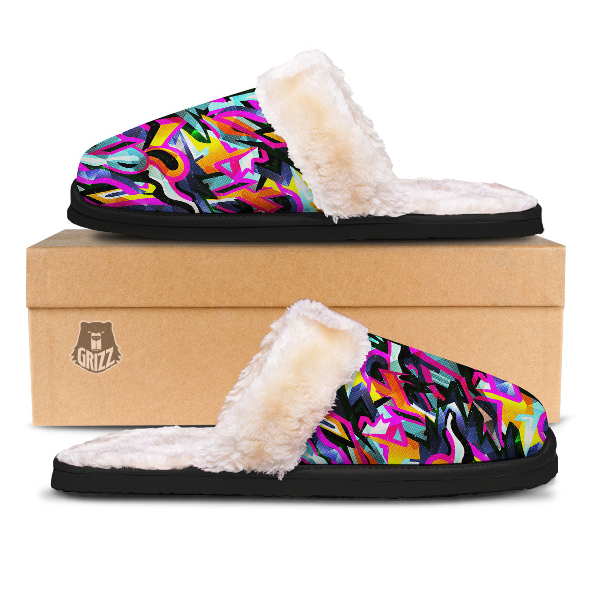 Funky Psychedelic Print Pattern Slippers-grizzshop