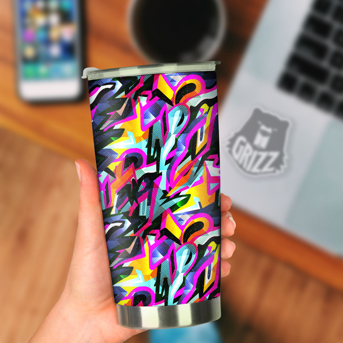 Funky Psychedelic Print Pattern Tumbler-grizzshop