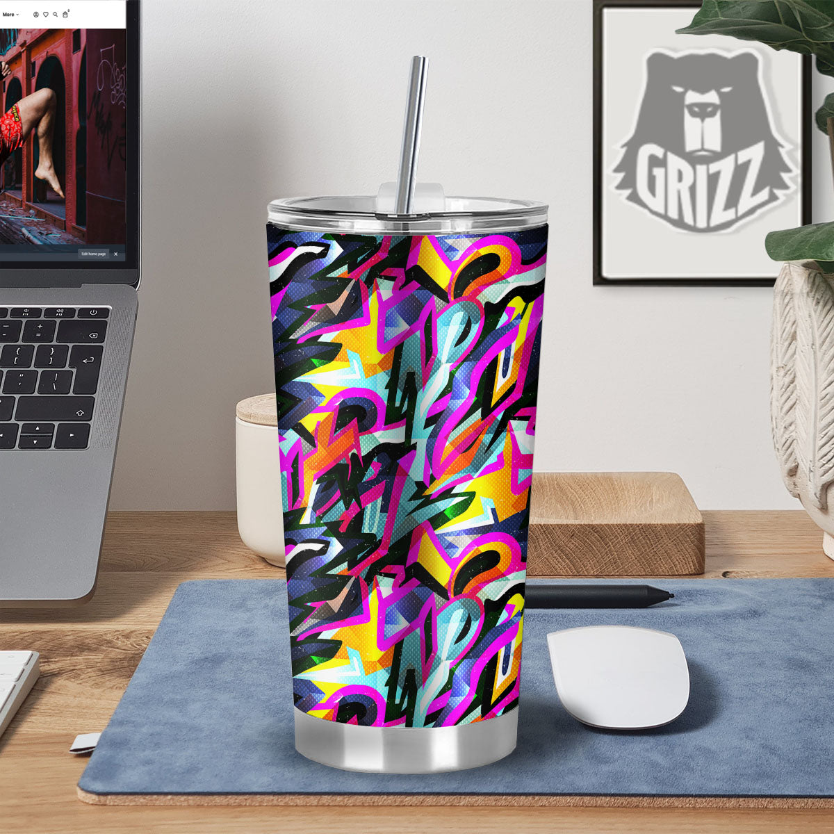 Funky Psychedelic Print Pattern Tumbler-grizzshop