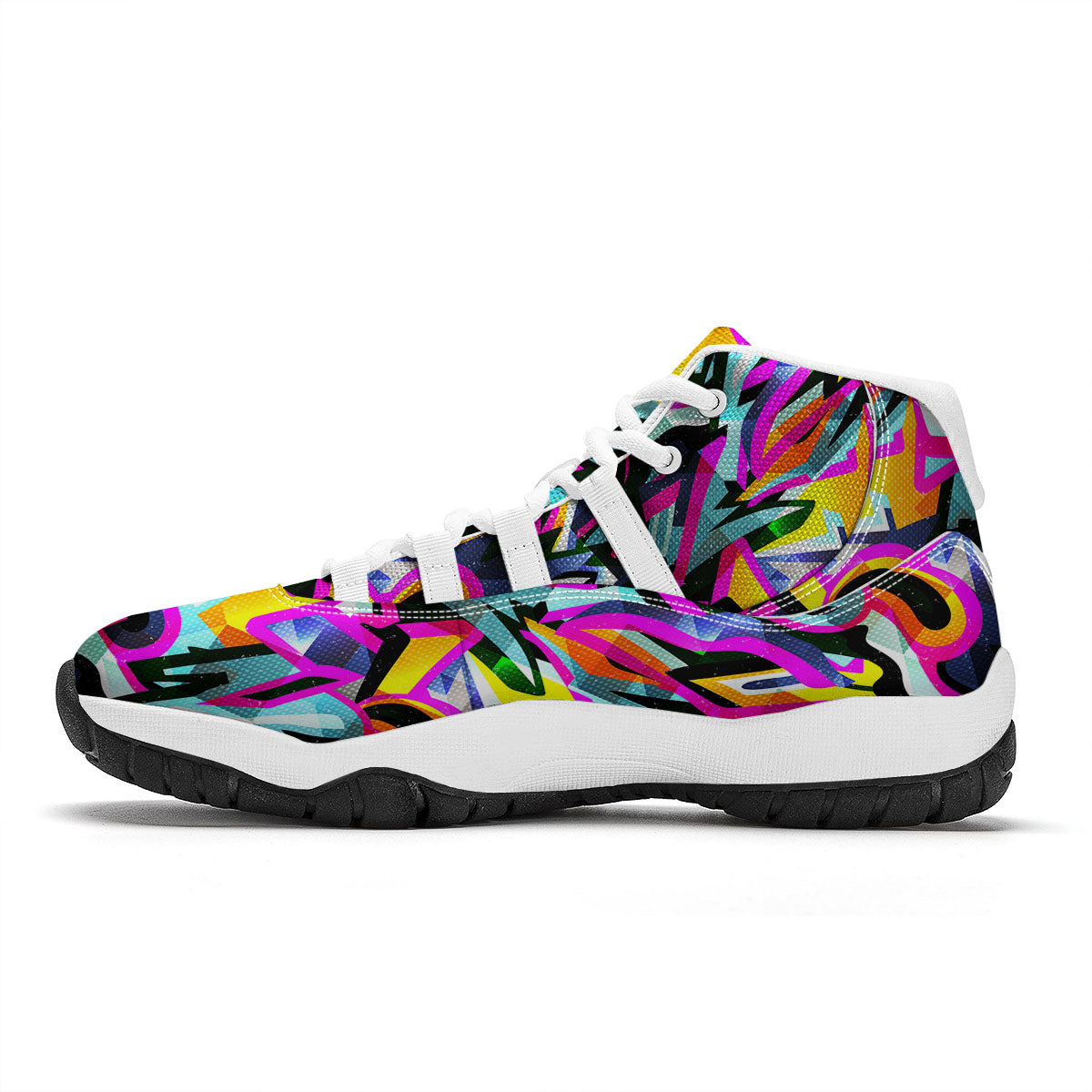 Funky Psychedelic Print Pattern White Bball Shoes-grizzshop