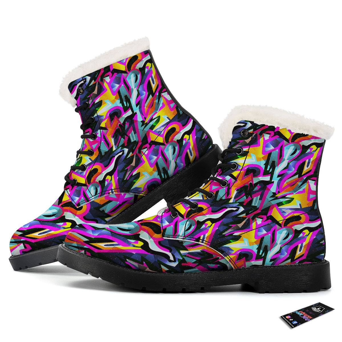 Funky Psychedelic Print Pattern Winter Boots-grizzshop